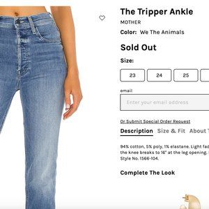 Mother Tripper Ankle Jeans size 26